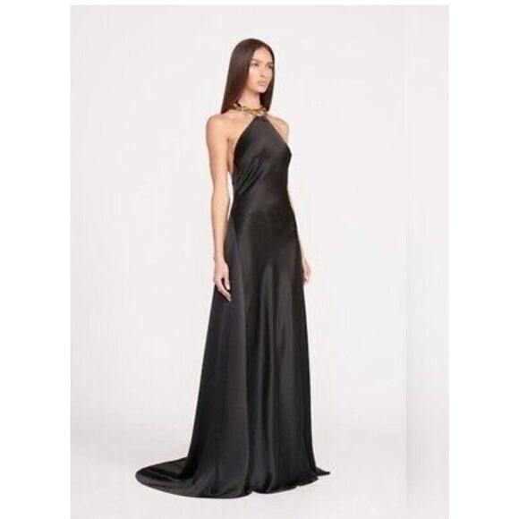 STAUD Sz XS Black Francoise Halter Neck Chain Necklace Gown Maxi Dress NWT - Picture 11 of 12